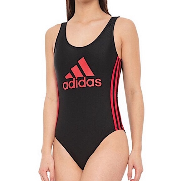 ADIDAS ONE PIECE LOGO RED/ BLK SWIMSUIT 🏊♀️